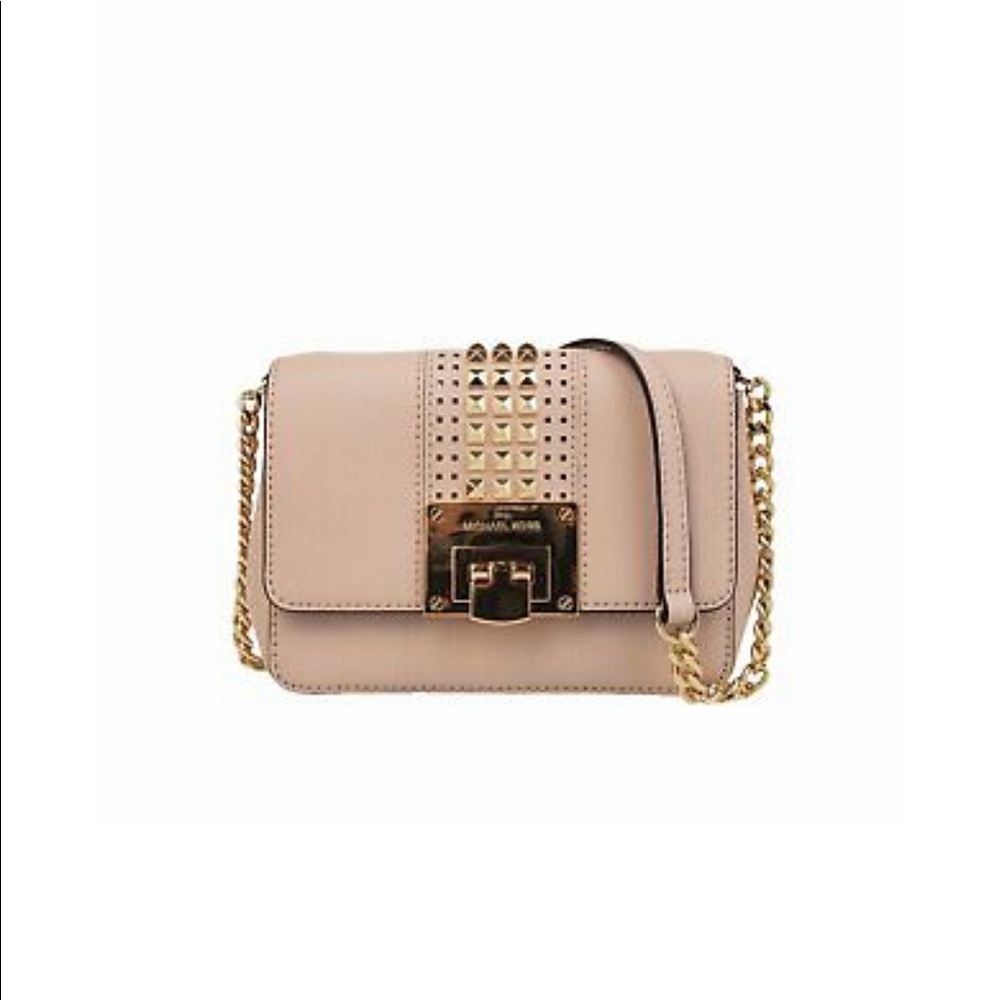 Pink studded crossbody chain purse